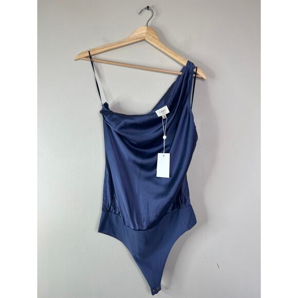 NWT Cami NYC Darby One Shoulder Sexy Thong Bodysuit Top Night Shadow Size Medium - Picture 2 of 8